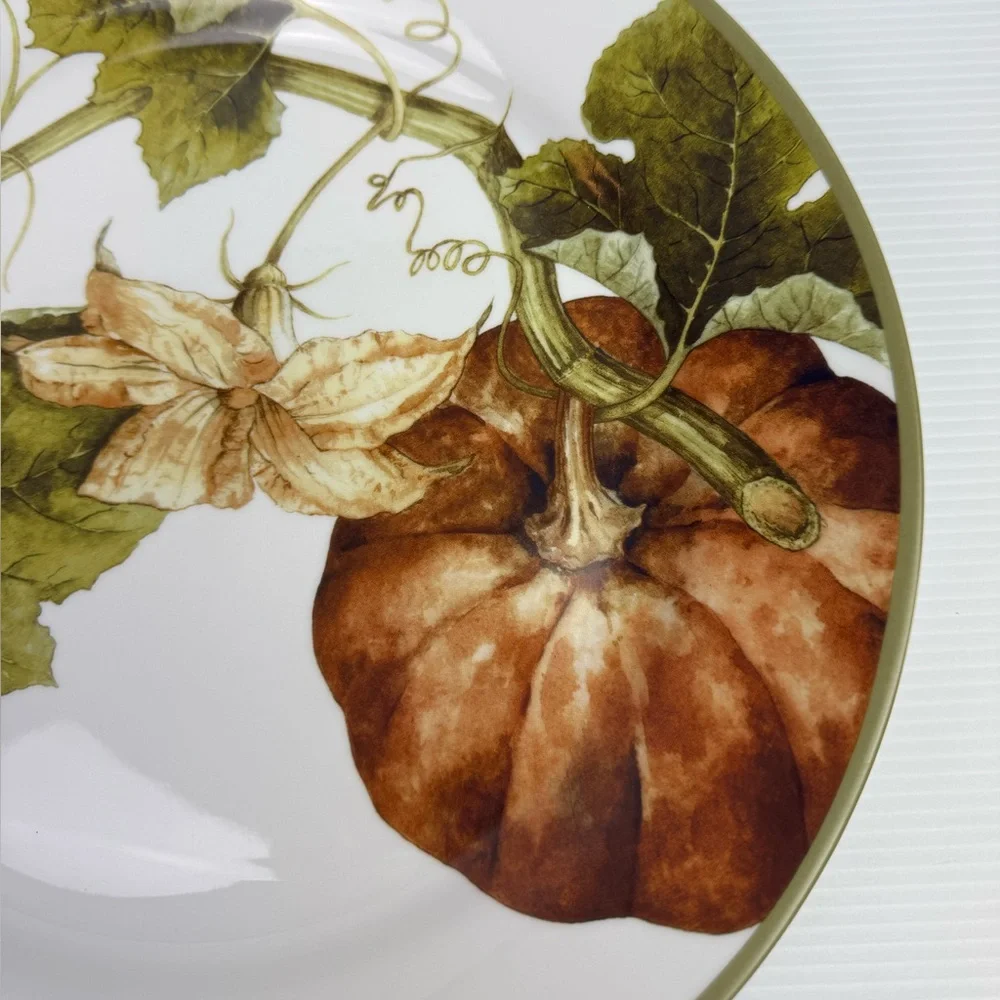 Williams Sonoma California Botanical Pumpkin Dinner Ceramic Plates 11” Ceramic